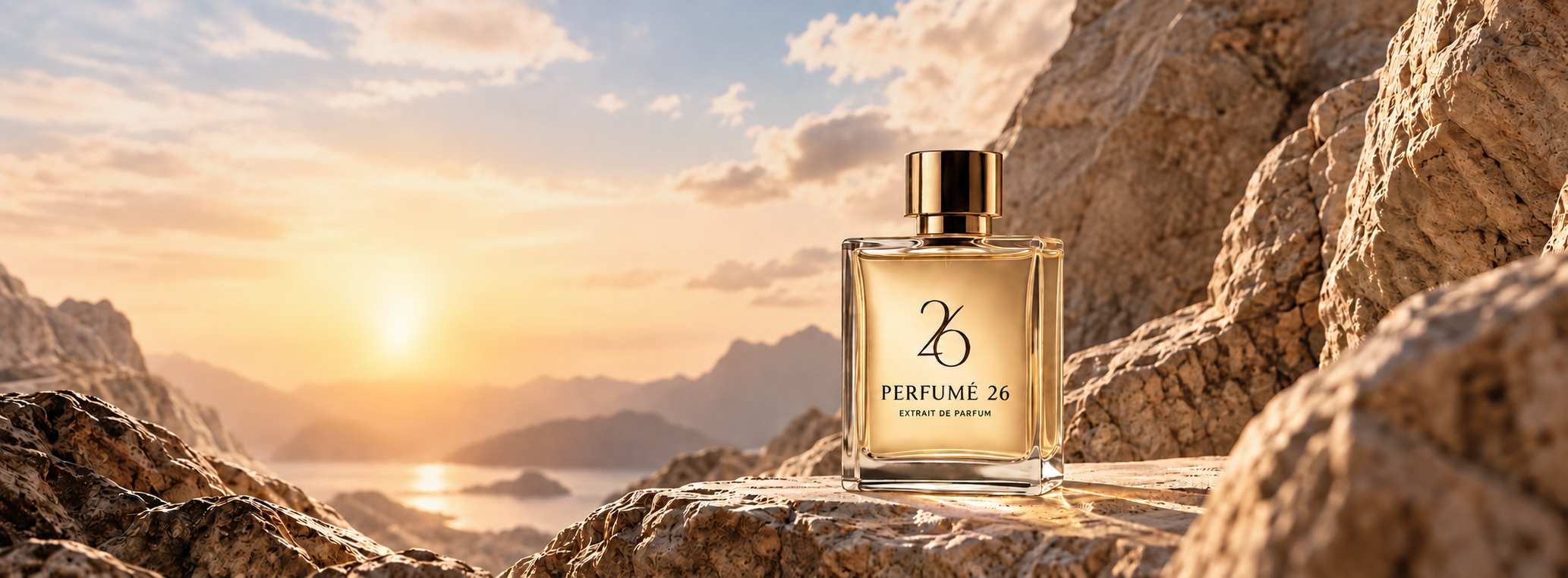 Gold Perfume 26 fragrance in the evening light