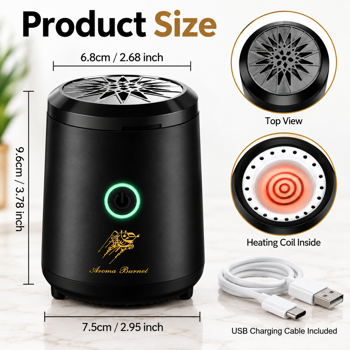 Luxury Portable Electric Bakhoor & Oud Incense Burner,  USB Rechargeable