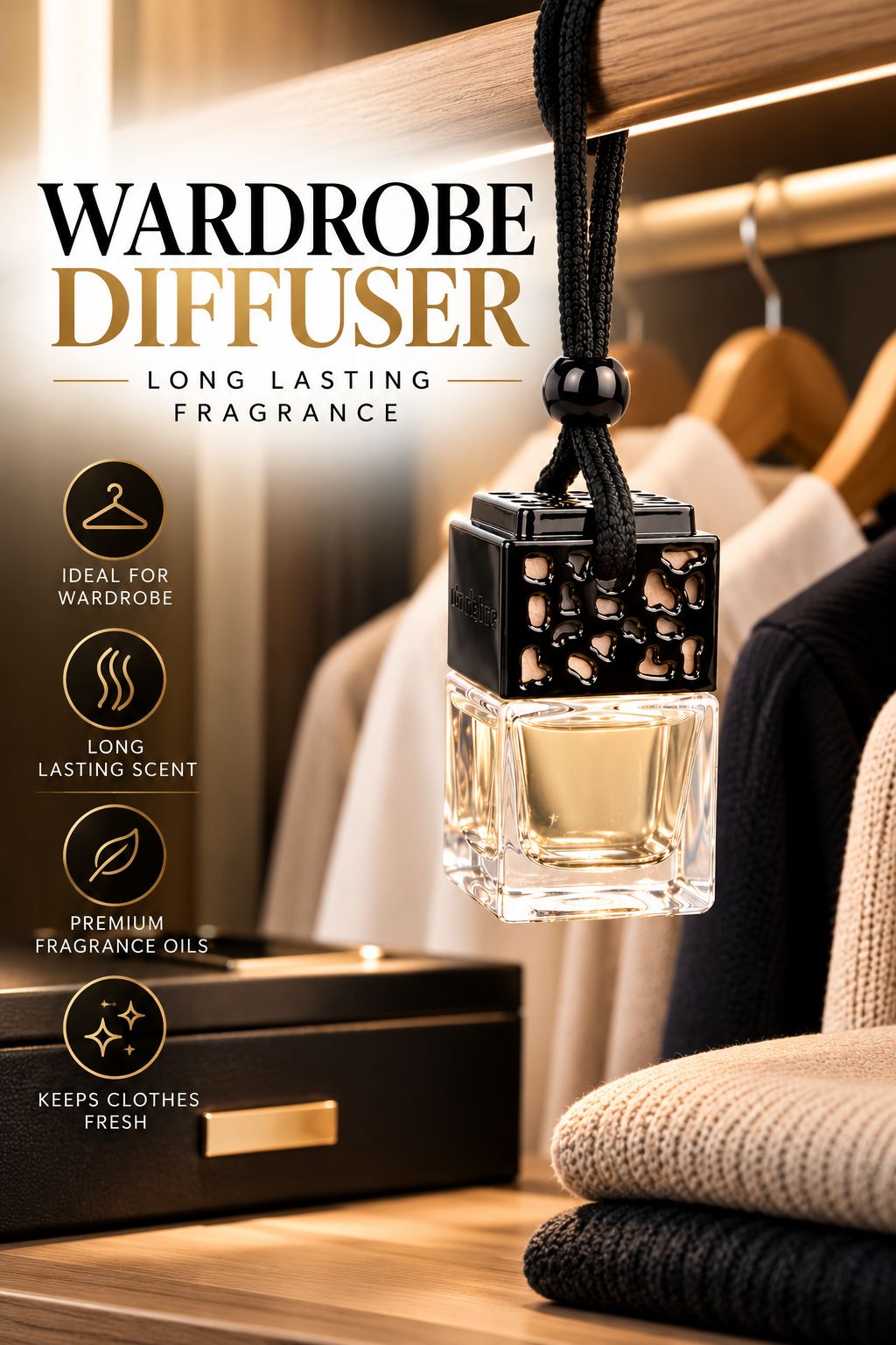 Luxury Crystal Glass Hanging Diffuser, 8ml